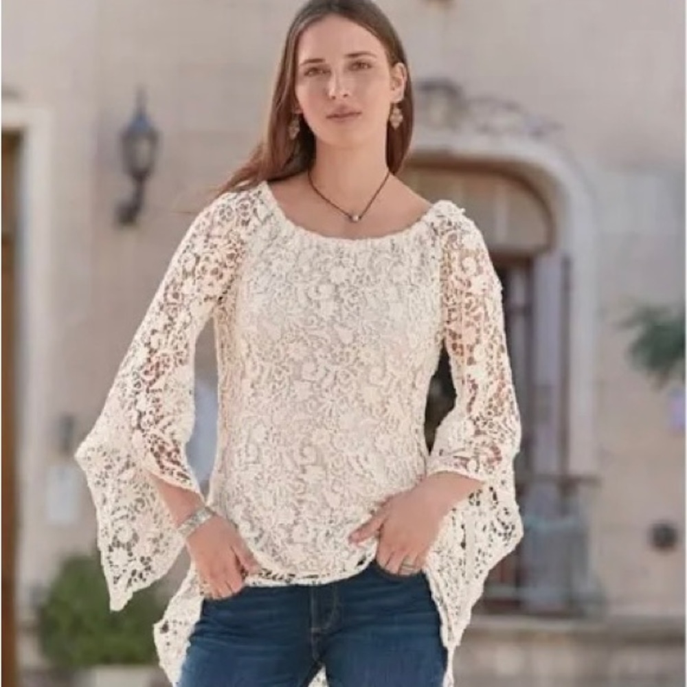 SUNDANCE BOUTIQUE - Size L Brontë Beautiful lace tunic top